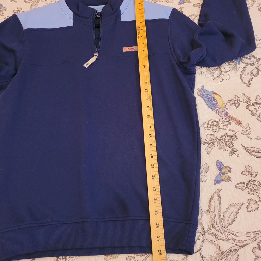 Vineyard Vines Men's 1/4 Zip-Up Sweater in Navy and Light Blue Sz Small - Picture 12 of 14